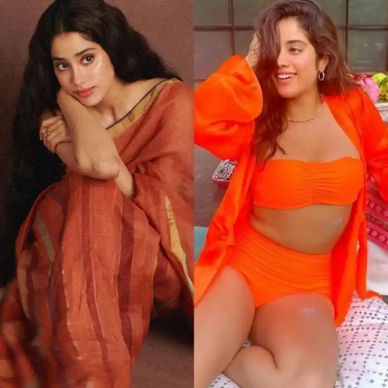 janhvi kapoor saree bikini bollywood curvy actress