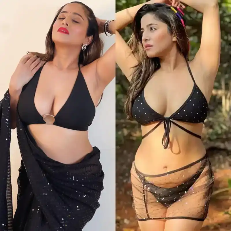 kate sharma bikini saree busty curvy indain actress black