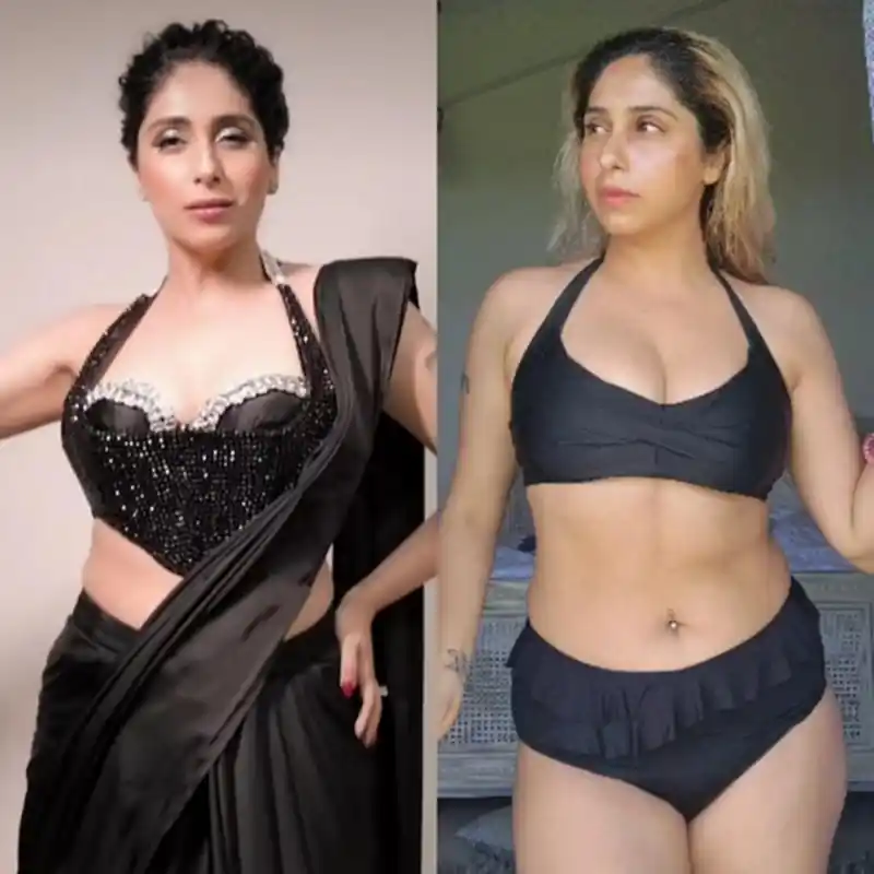 neha bhasin bikini saree hot indian singer