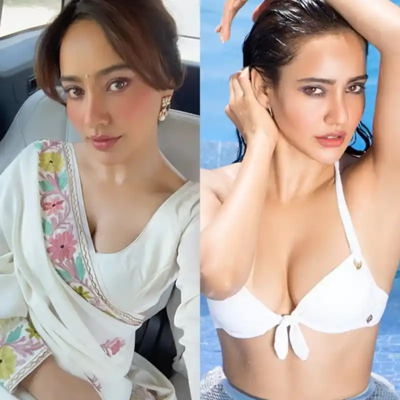 neha sharma white bikini saree actress 36 days web series