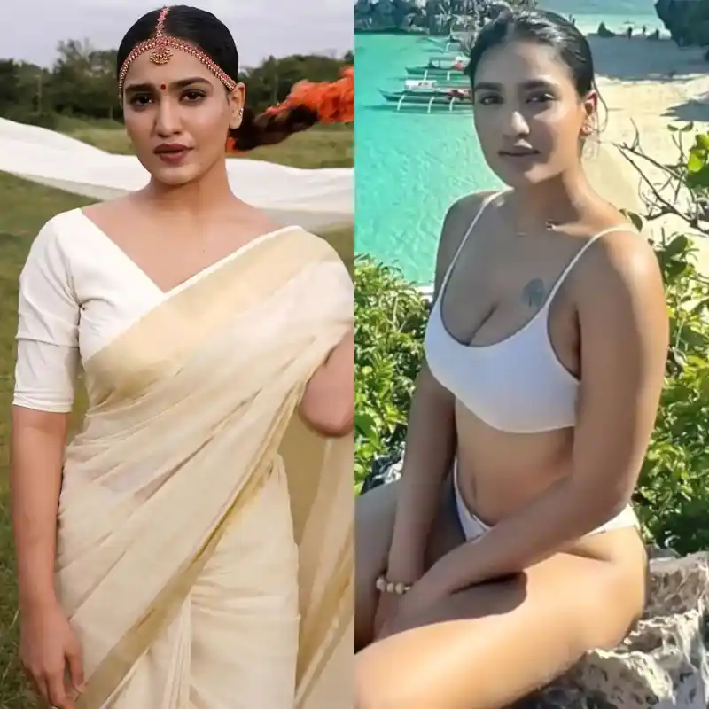 saniya iyappan bikini saree hot actress