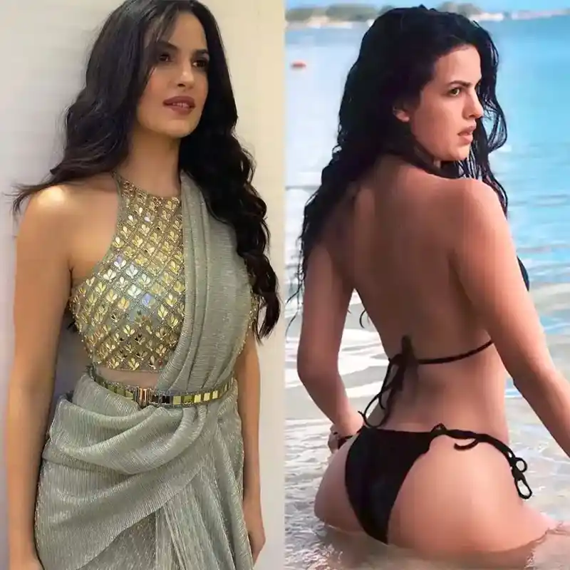 natasa stankovic black string bikini saree hot