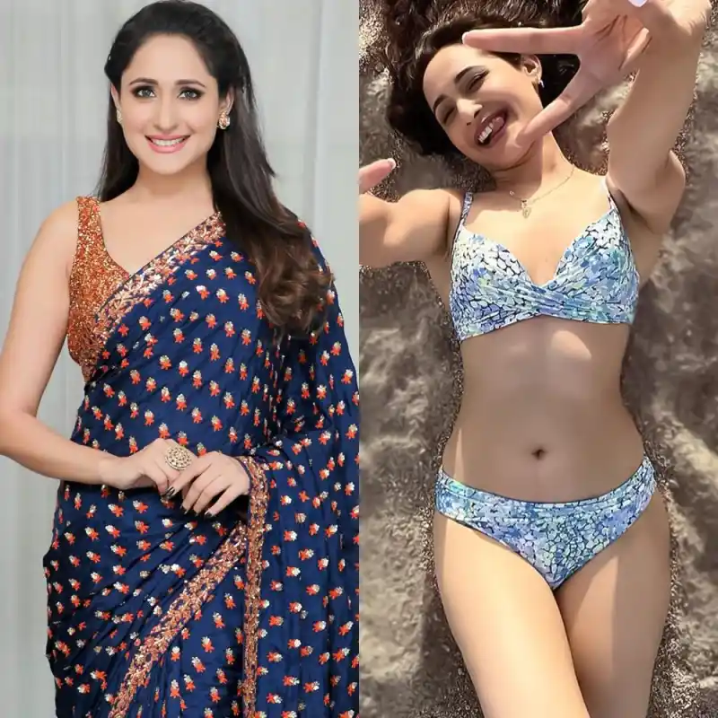 pragya jaiswal bikini saree blue beach khel khel mein actress