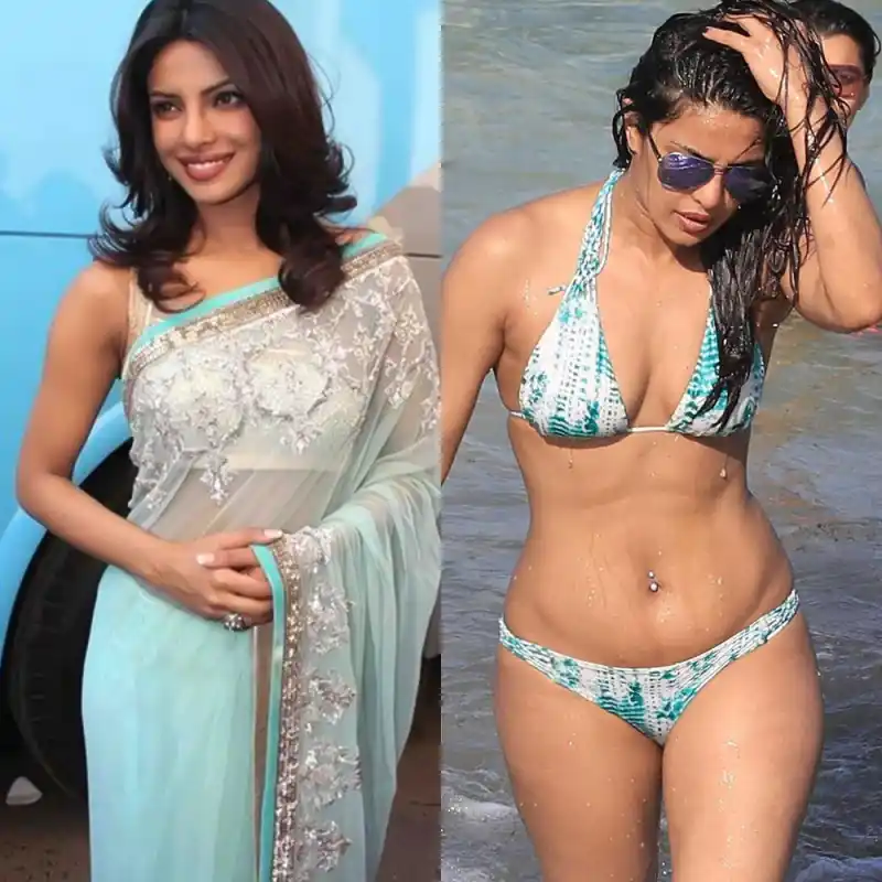 priyanka chopra bikini saree navel piercing