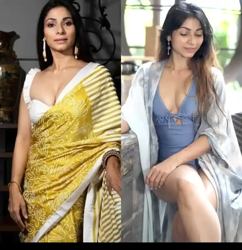 tanishaa mukherji saree swimsuit cleavage busty indian actress