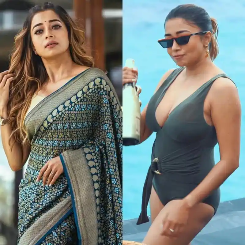 tina datta saree swimsuit curvy busty indian actress