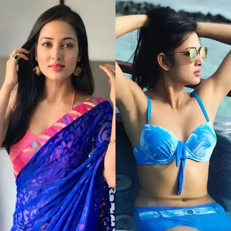 vidisha srivastava bikini saree blue anita bhabhi hot