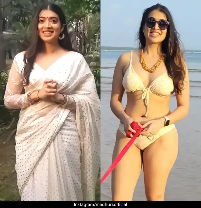 Madhuri Braganza bikini saree curvy malayalam hot actress