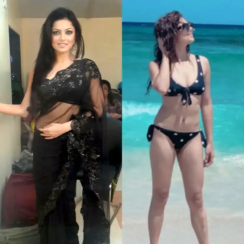 drashti dhami bikini sheer black saree hot tv actress