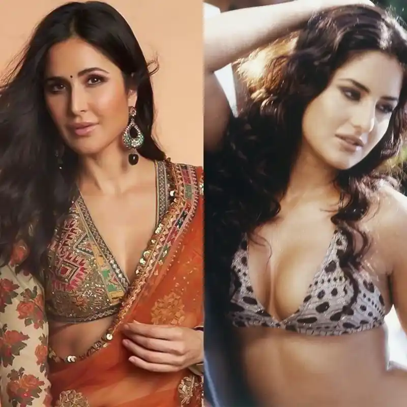 katrina kaif bikini old cleavage saree