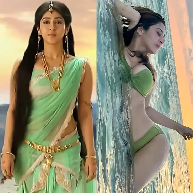 sonarika bhadoria green bikini cleavage curvy busty saree