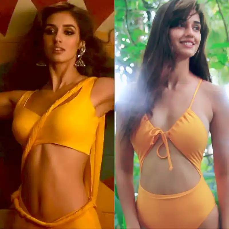 disha patani yellow swimsuit saree sexy body kanguva actress