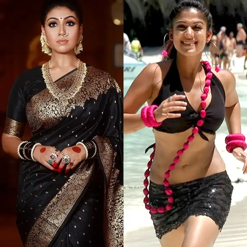 nayanthara black bikini sexy body saree hot indian actress