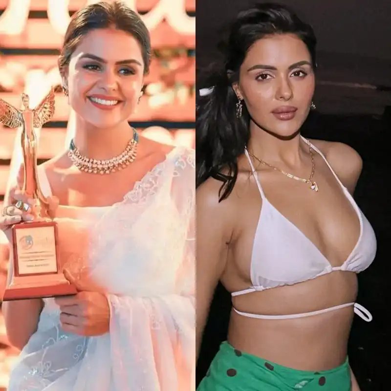 priyanka chahar choudhary bikini top white saree cleavage