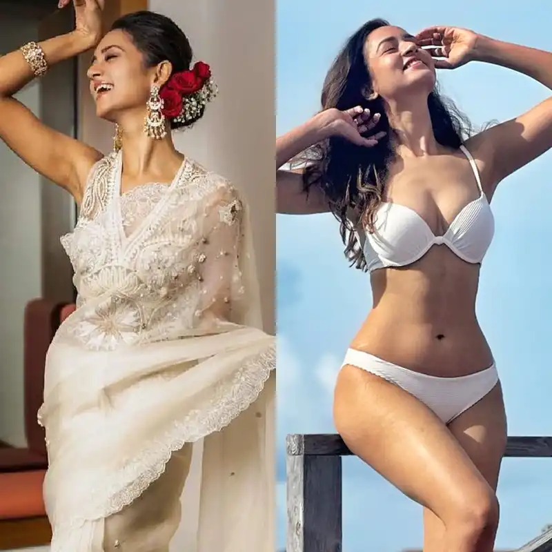 shanvi srivastava white bikini saree sexy body raanti actress