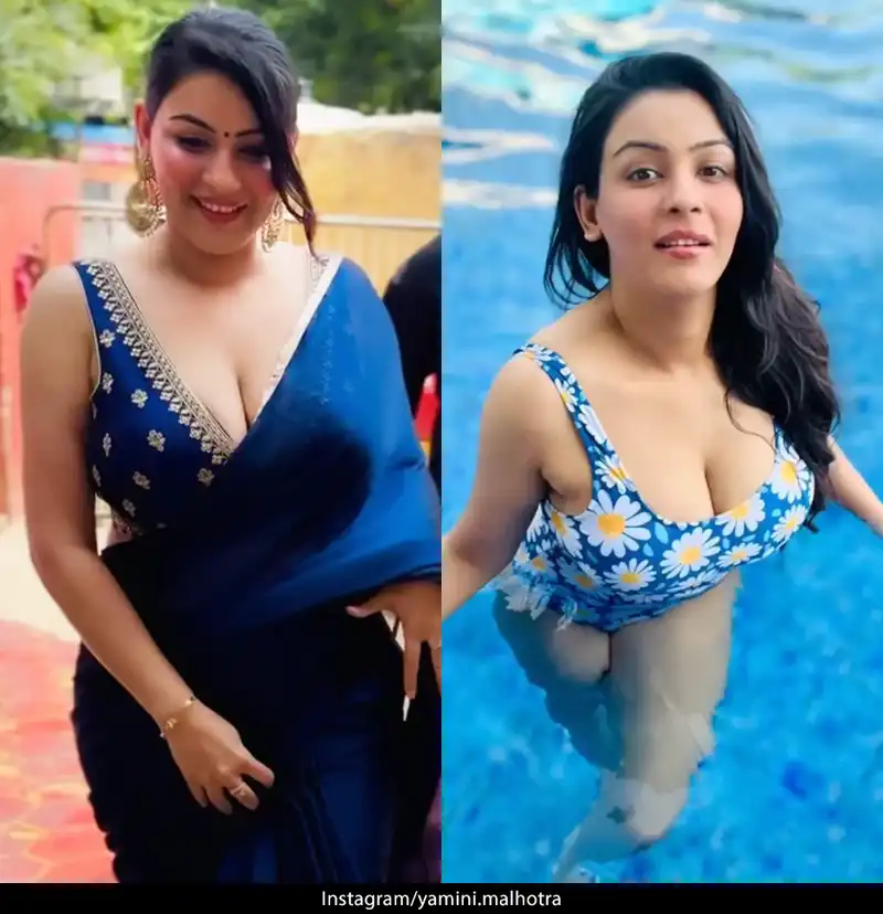 yamini malhotra cleavage saree swimsuit bigg boss 18 contestant