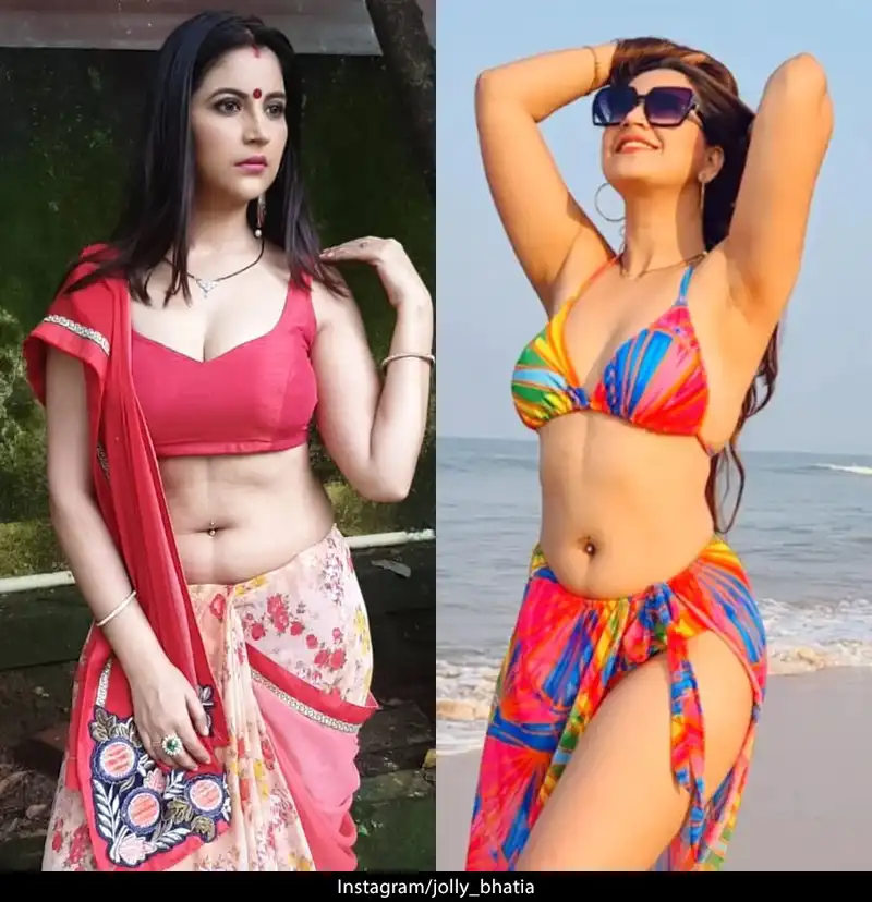 jolly bhatia saree bikini navel piercing curvy indian actress